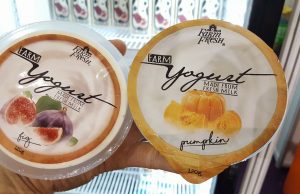 New Farm Fresh fig & pumpkin yogurt and cheese in cubes