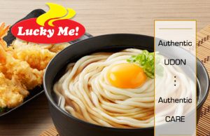 Boiled fresh udon noodles with new Lucky Me! bowl series