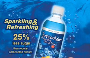 New limited edition Juscool Sparking Citrus Blue with 25% less sugar