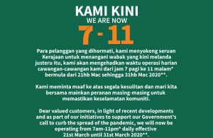 7-Eleven Malaysia Reduced Operating Hours