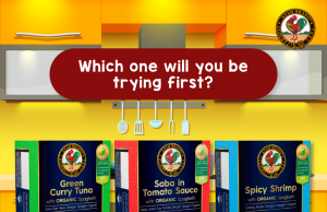 Frozen pasta series by Ayam Brand featuring tuna, saba and shrimp