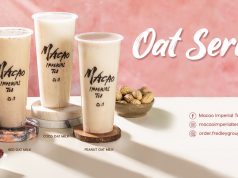 Macao Imperial Tea Oat Series is blended with fresh milk topped with red dates, peanut and coconut