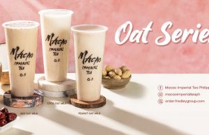 Macao Imperial Tea Oat Series is blended with fresh milk topped with red dates, peanut and coconut