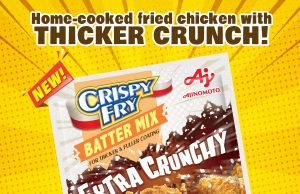 Ajinomoto Crispy Fry Batter Mix makes delicious fried chicken with thicker and fuller crunch