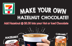 7-Eleven Singapore allows consumers to customise their 7Cafe beverages with DaVinci Gourmet to create Hazelnut Chocolate