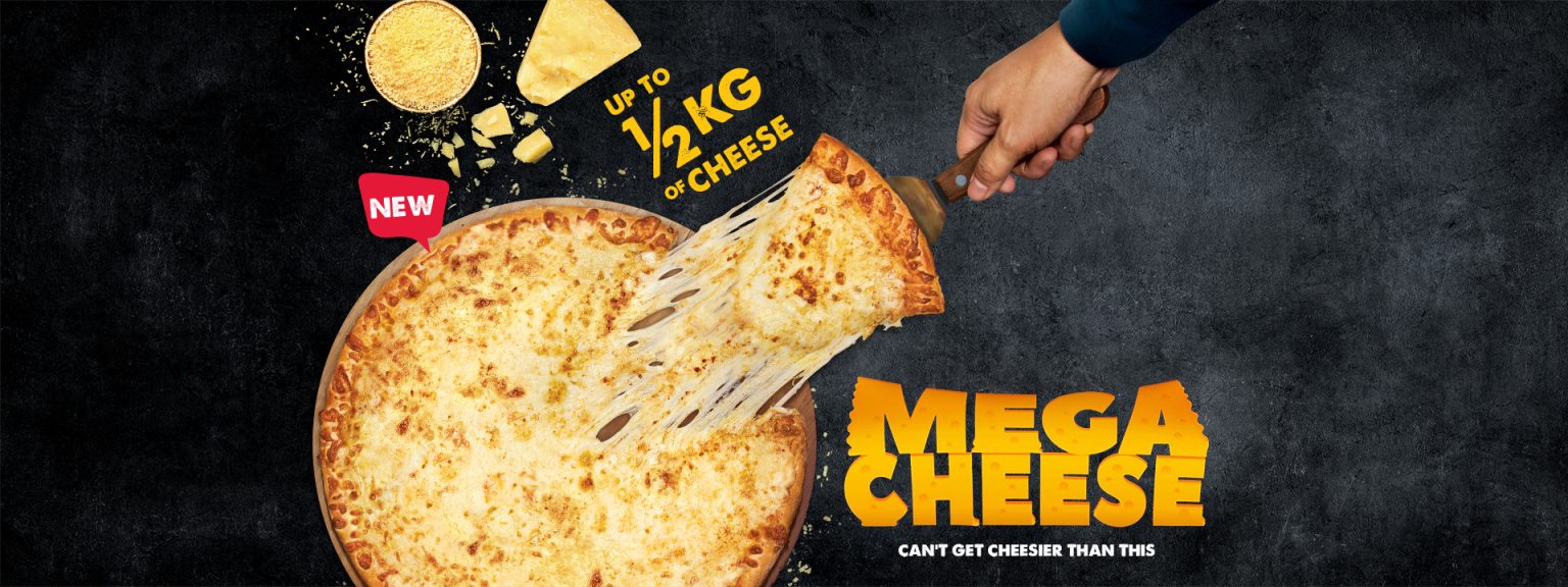 New Domino's Mega Cheese Pizza has up to a half kilogram of 100 mozzarella cheese Mini Me