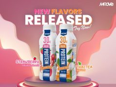 Moove High Protein Milk is available in Thai Tea, Strawberry flavours