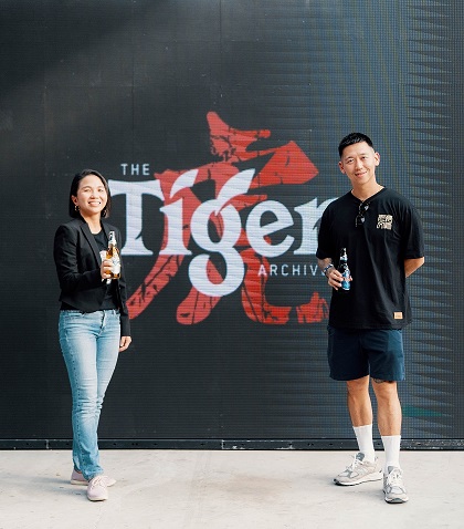 (L to R) Joyce Lim, Marketing Manager of Tiger Beer and Hugh Koh, Founder of Pestle and Mortar Clothing, announcing the launch of the Tiger Uncage Fund