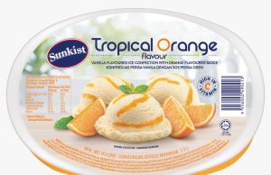 New Sunkist Tropical Orange Ice Confection comes in tube and tub