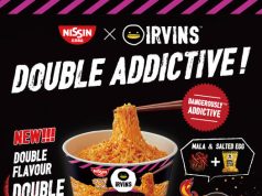 Nissin X Irvins Bowl Mala Salted Egg Noodle offers both mala and salted egg flavours