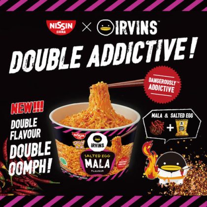 Nissin X Irvins Bowl Mala Salted Egg Noodle offers both mala and salted ...