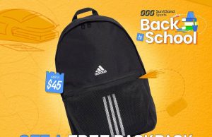 Free adidas backpack up for grabs at Sun & Sand Sports to help the little ones strut back to school in style!