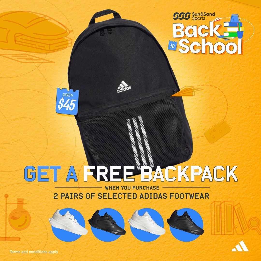 Free adidas backpack up for grabs at Sun & Sand Sports to help the ...