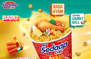 New Mie Sedaap Cup Ayam Nampool with topping chunky balls