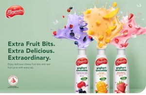 Enjoy the smooth blend of health and deliciousness with F&N MAGNOLIA Yoghurt Smoothie with chewy fruit bits