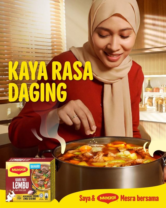 MAGGI® Kiub Pati Lembu Baharu, diperbuat dengan daging lembu sebenar dan bahan-bahan segar.Setia